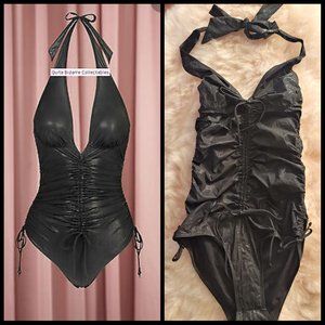 Last Call Sale👙NWT Agent Provocateur Emmanuelle Swimsuit Y2K S Black "Leather"